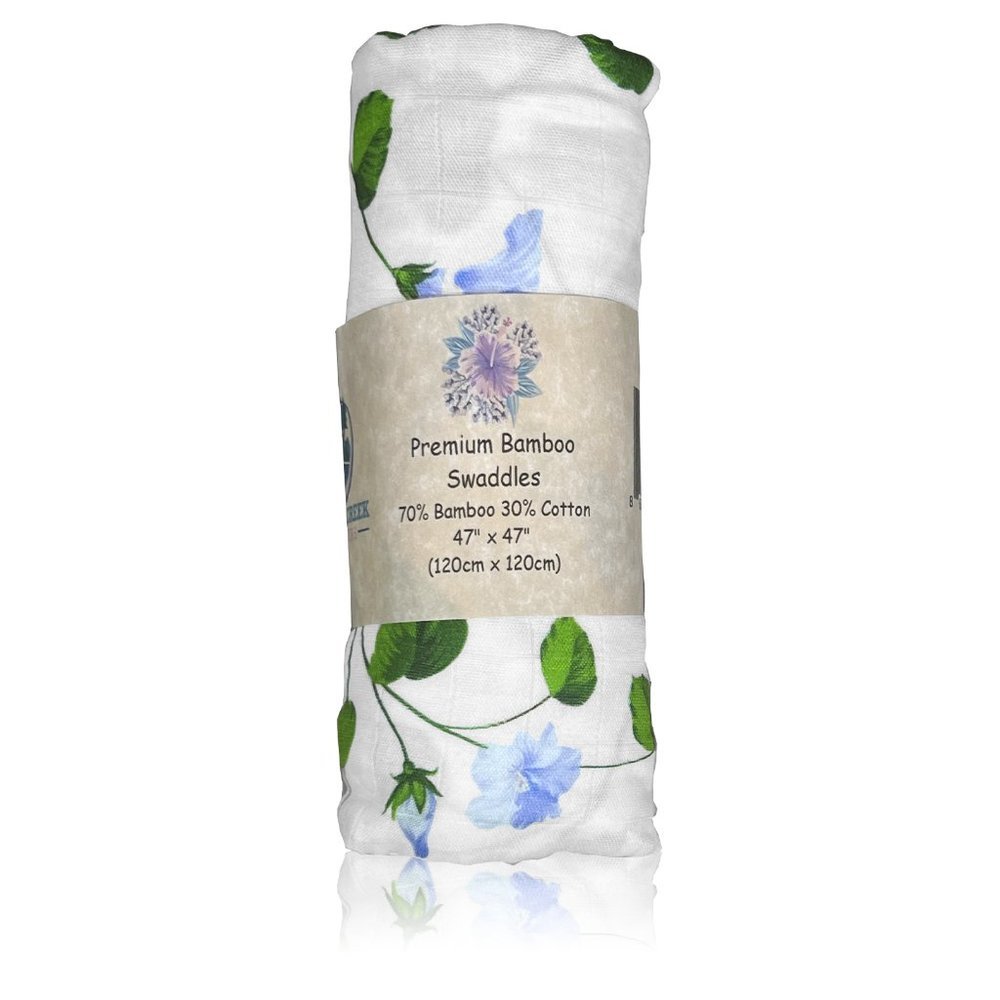 Swaddling Blanket for Newborn Baby Soft‎ 70% Bamboo 30% Cotton Floral Hibiscus
